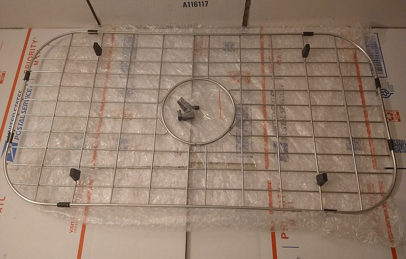 Kitchen Sink Grid Protectors Bottom Grate 26" x 14" with Center Drain Stainless gallery