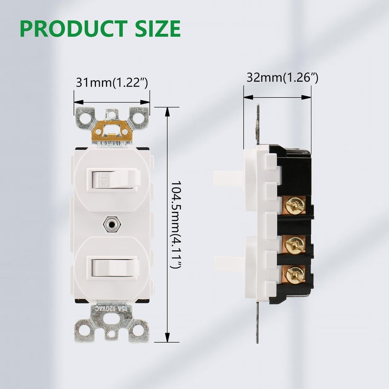 Wengart (2-Pack) Double Toggle Switch, 15 Amp 120V, 2-in-1 Combination Light ... gallery