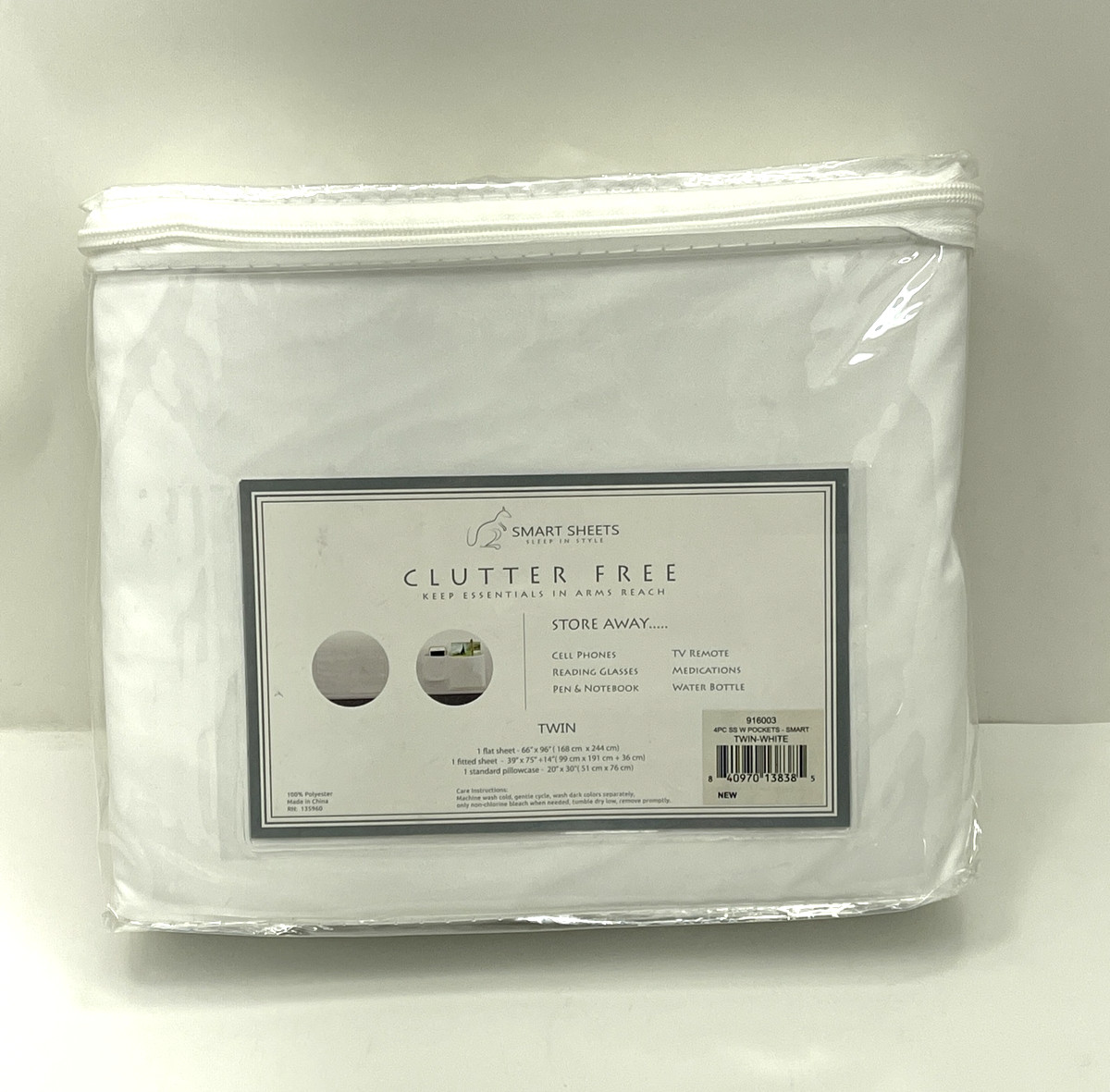 Swift Home Smart Sheets with 8'' Storage Pocket Twin White NEW gallery