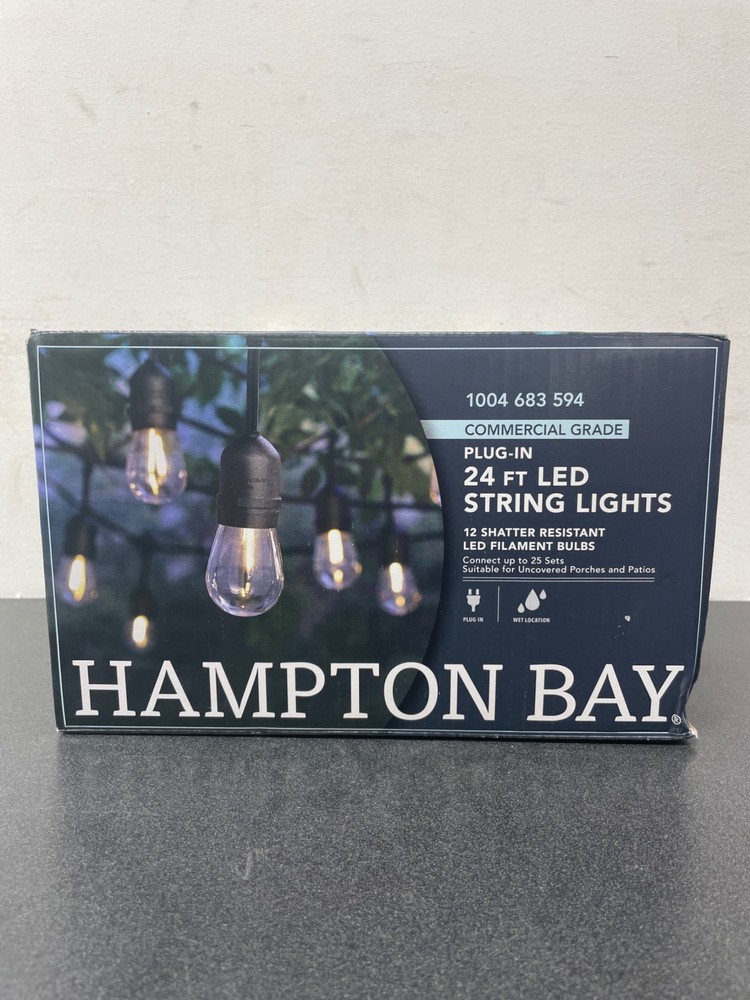 Hampton Bay 10366 String Light: 12-Light 24ft Indoor/Outdoor LED S14 Filament