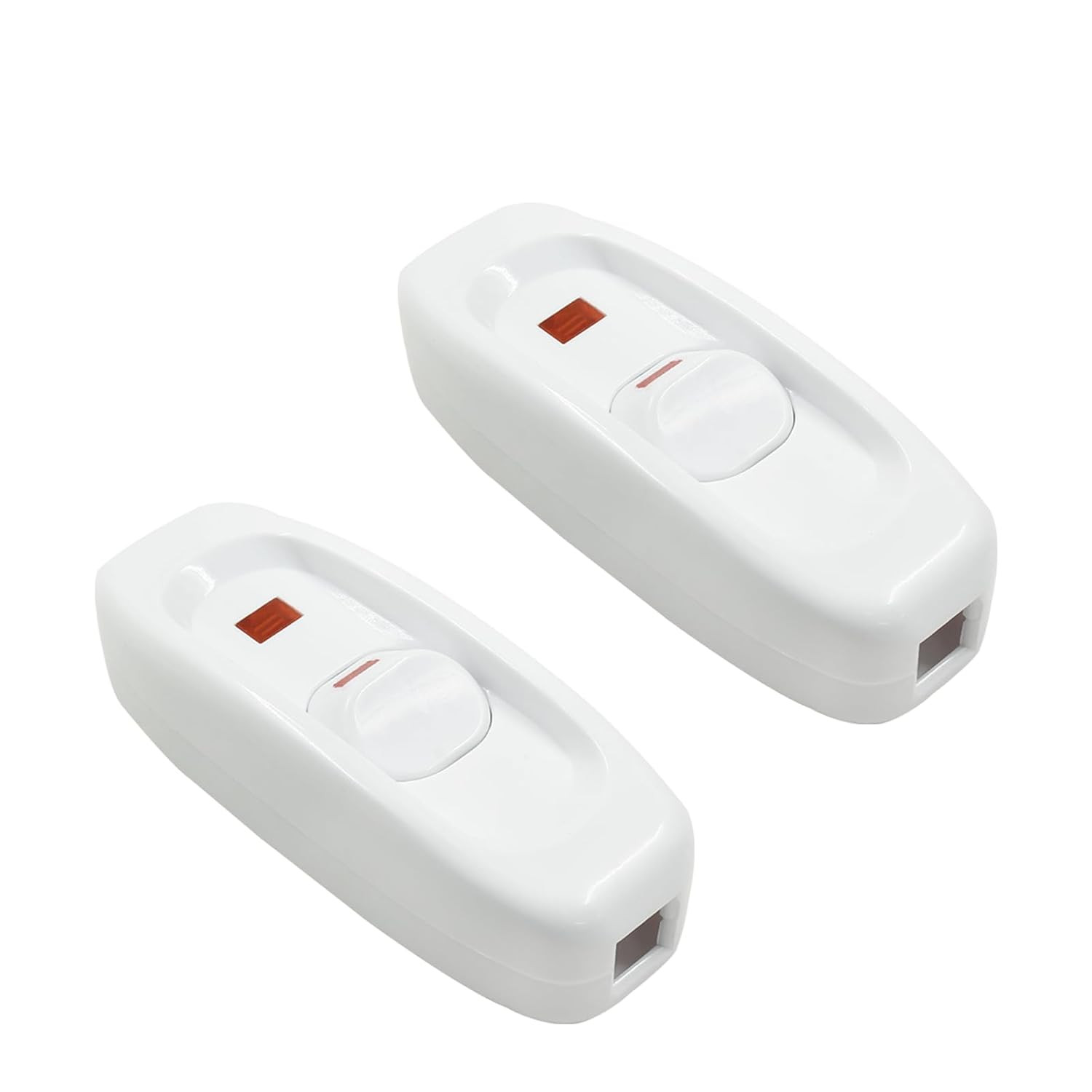 2 Pcs White Inline Switch Push Button On/Off Cord Appliance Switch with LED Ligh gallery