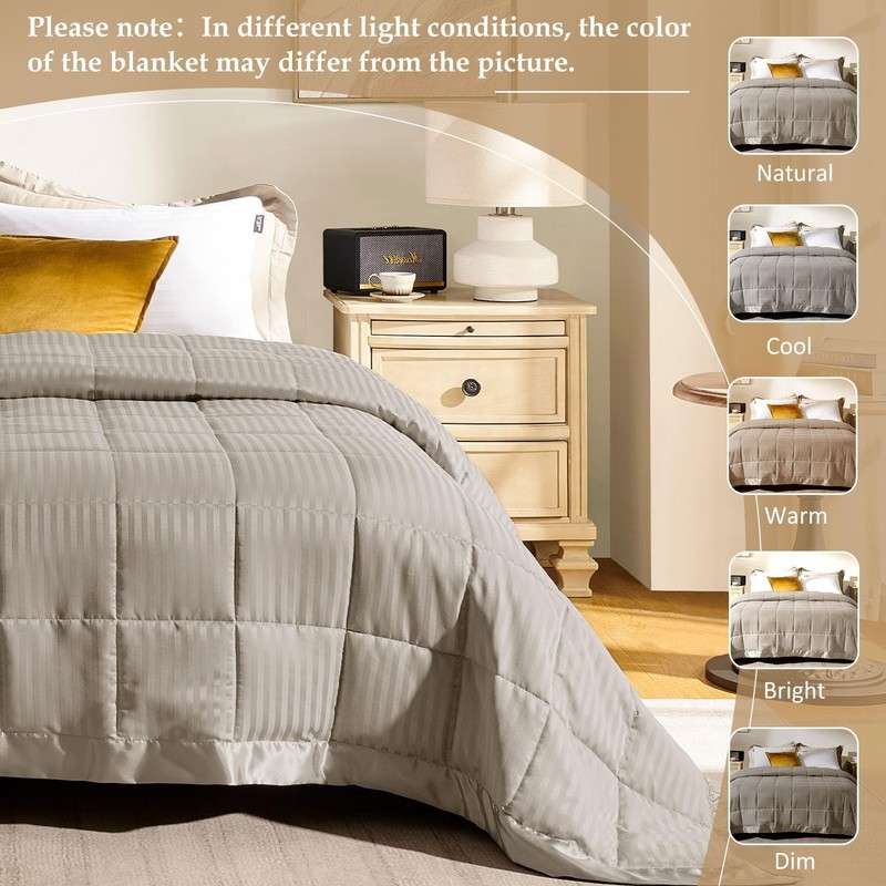 Lightweight King Size Down Alternative Blanket, Satin Trim, All Season, Machine gallery