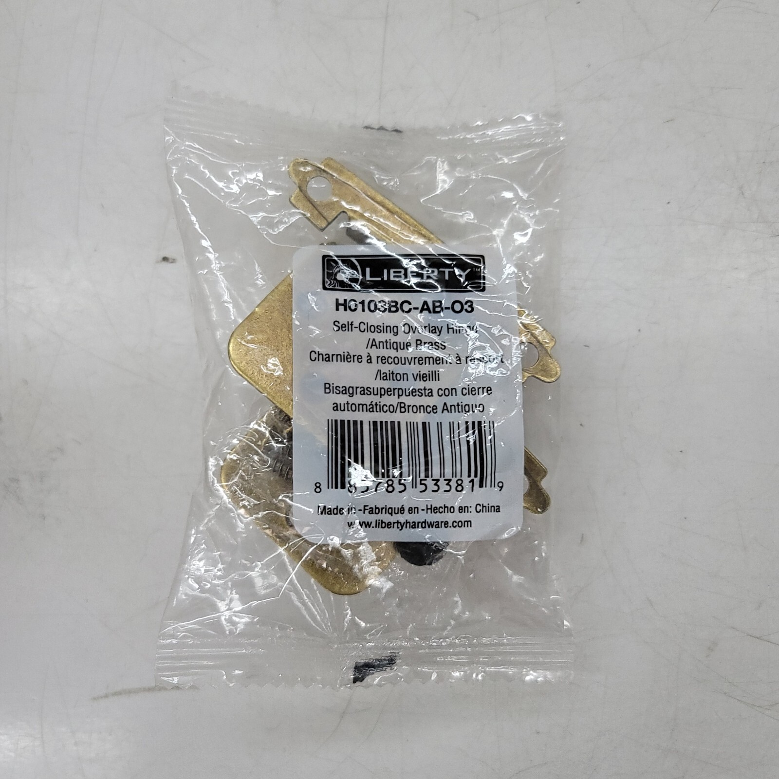 Liberty Self-Closing Overlay Hinge, 2 per pkg in Brushed Antique Brass H0103BC gallery
