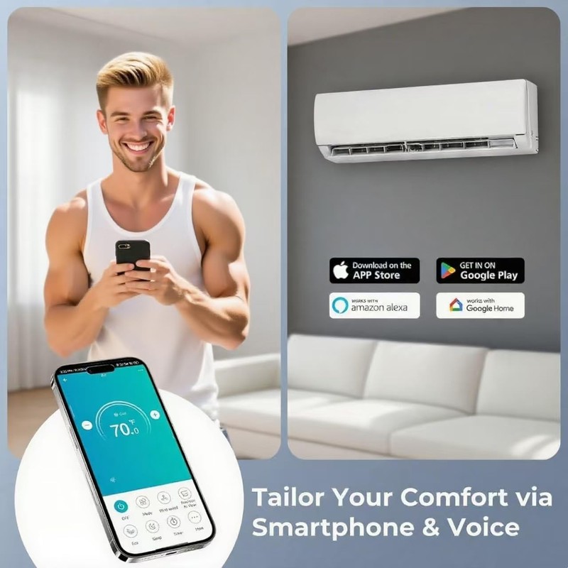 11500BTU Mini Split Air Conditioner AC with Heat Pump Wall-Mounted 17 SEER2 23 gallery