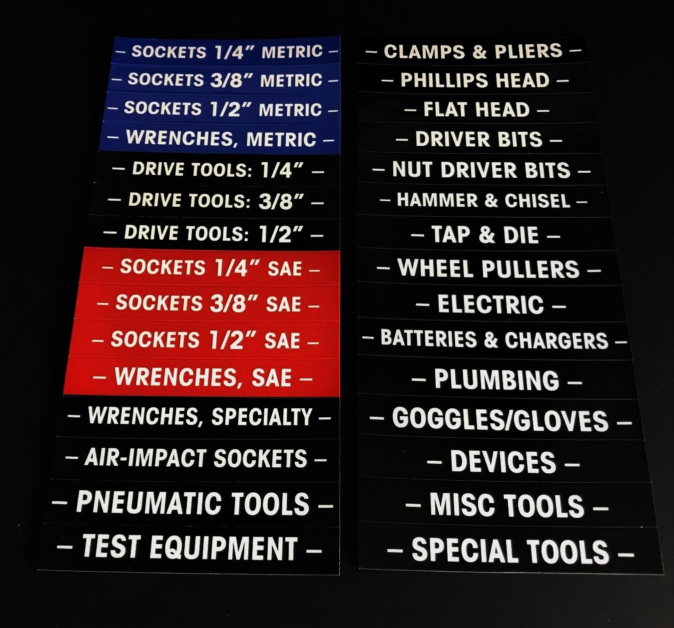 Magnetic TOOLBOX LABELS for all metal tool boxes 30 pieces color coded USA ship gallery