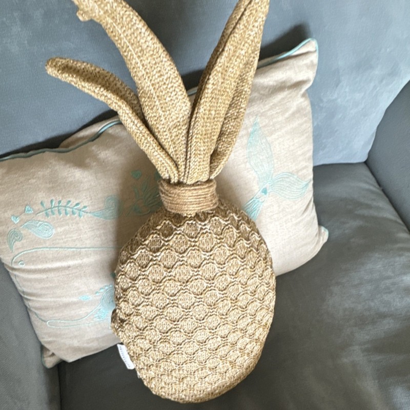 Pottery Barn Pineapple Shaped Woven Straw Beige Decorative Textured Pillow gallery