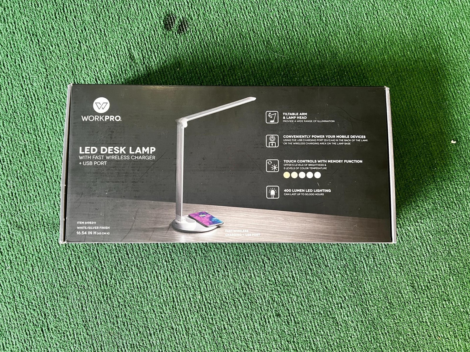 W1) WorkPro LED USB Desk Lamp with Wireless Charger 16.54 "H Silver/White Finish gallery
