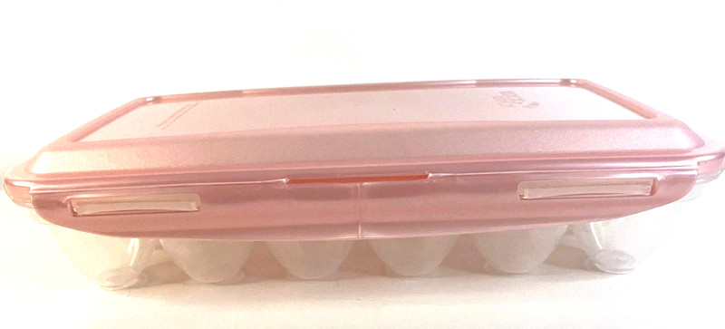 Lock & Lock Plastic Reusable Egg Holder for 18 Eggs Pink Snap on Lid gallery