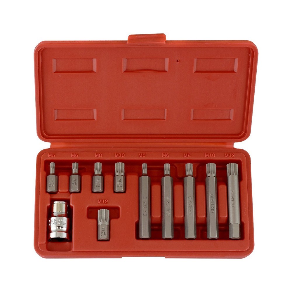 11pc XZN 12 Point Spline Socket Bit Set Hex Shank M5 M6 M8 M10 M12 NEW FREE SHIP