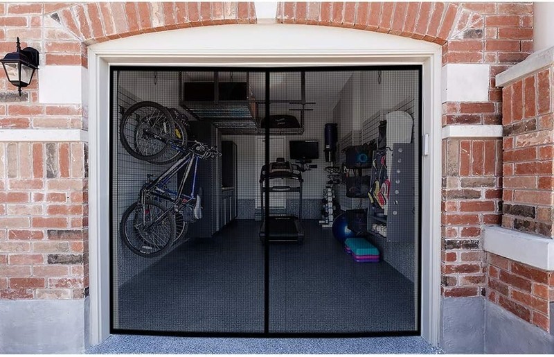 9x7 FT Garage Screen Door - Self-Sealing Fiberglass Mesh with Gravity Sticks gallery
