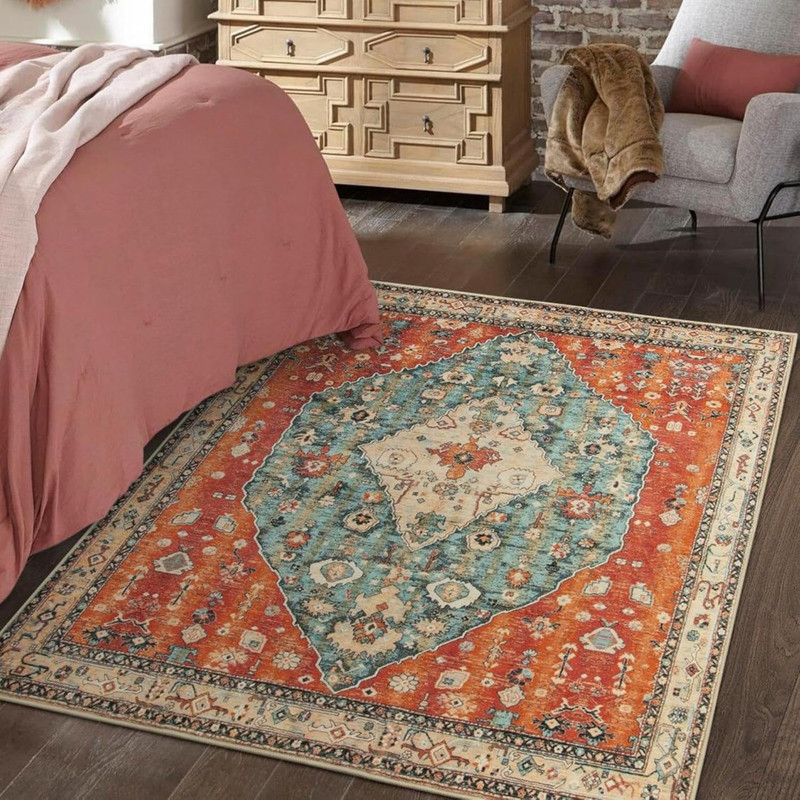 Felice Boho Tribal Square 4X4 Washable Rug, Soft Living Room Kitchen Entry Rugs gallery