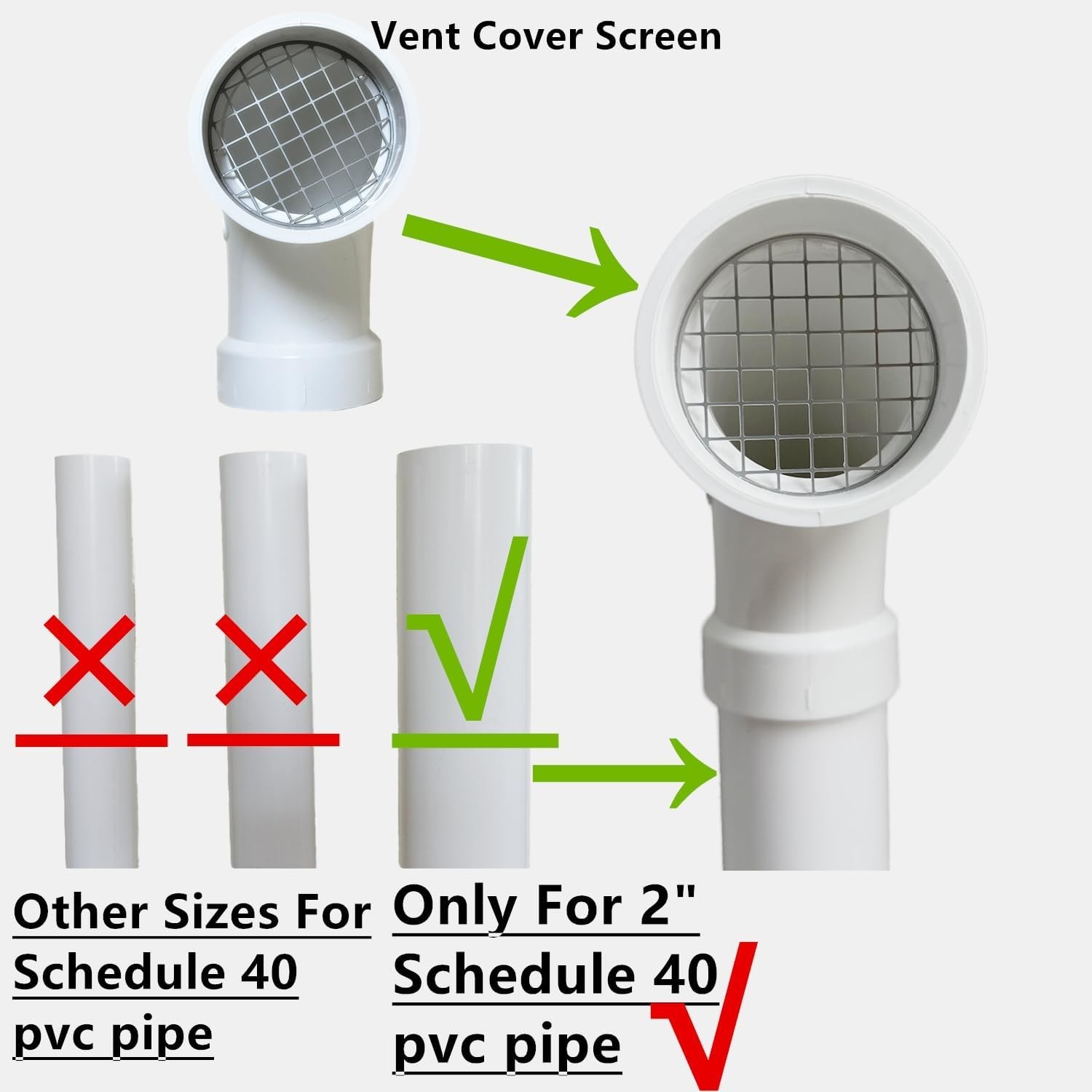 2" DWV PVC 90 Degree Termination Vent With Stainless Steel Screen gallery