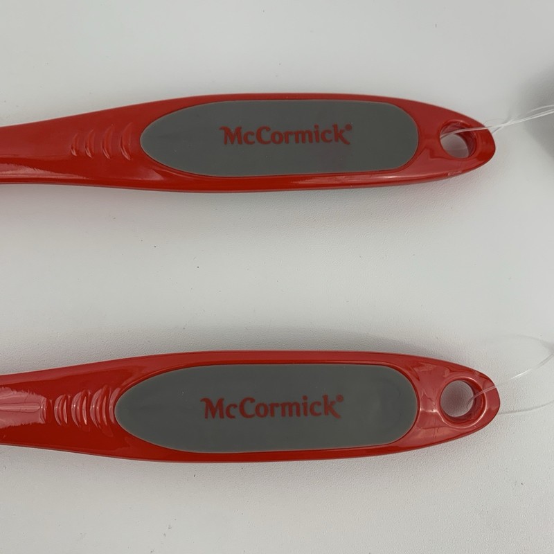 McCormick Red Melamine Solid Spoon & Slotted Turner Cooking Utensils Set of 2 gallery
