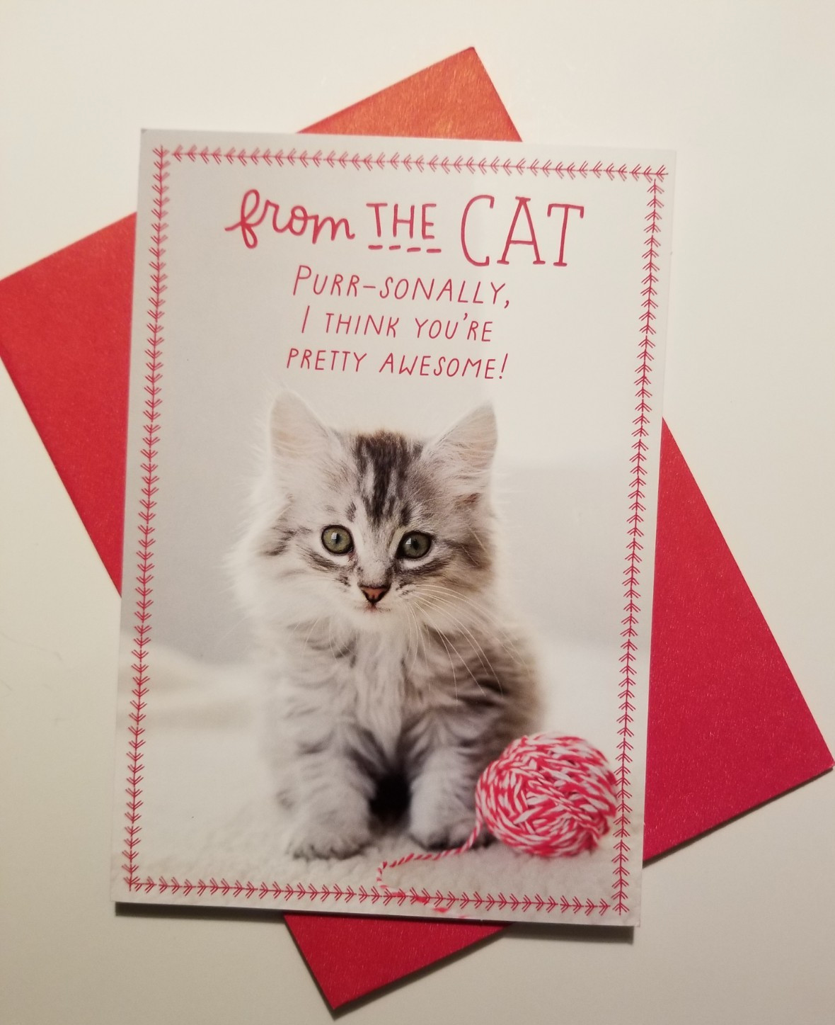 Christmas From The Cat Greeting Card Kitten Yarn Ball Hallmark gallery