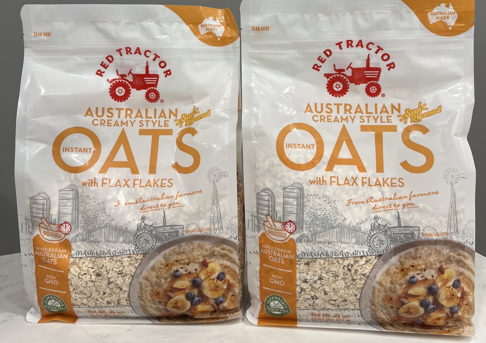 2x Red Tractor Australian Creamy Style Instant Oats w/ Flax Flakes 26oz 03/2027 gallery