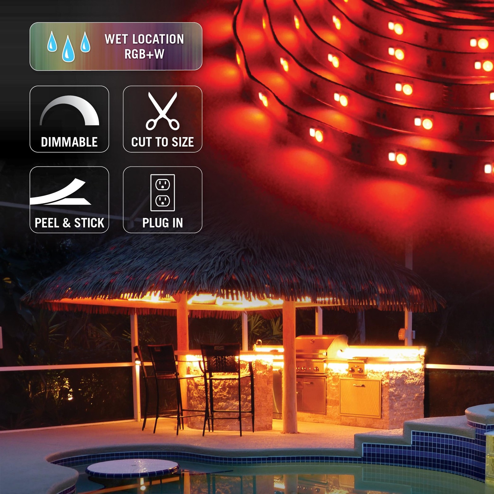 Hting 624340 Ribbonflex Outdoor 24 Ft. Rgb+w Indoor/outdoor Led Tape Light Kit gallery
