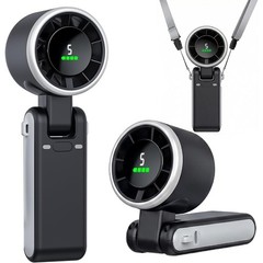 Mini Portable Rechargeable Handheld/Neck Fan/Desktop, Digital Display, 5-Speed