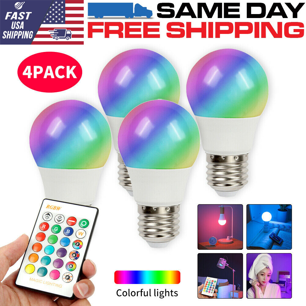4X E26 RGB LED Bulbs Magic Color Changing Lighting Decor Light IR Remote Control gallery