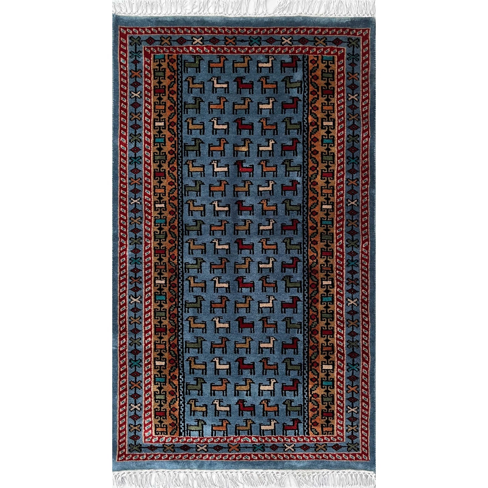 Handmade Wool Rug 2.5x4 ft Traditional Bakri Luxury (Bluish Gray) gallery