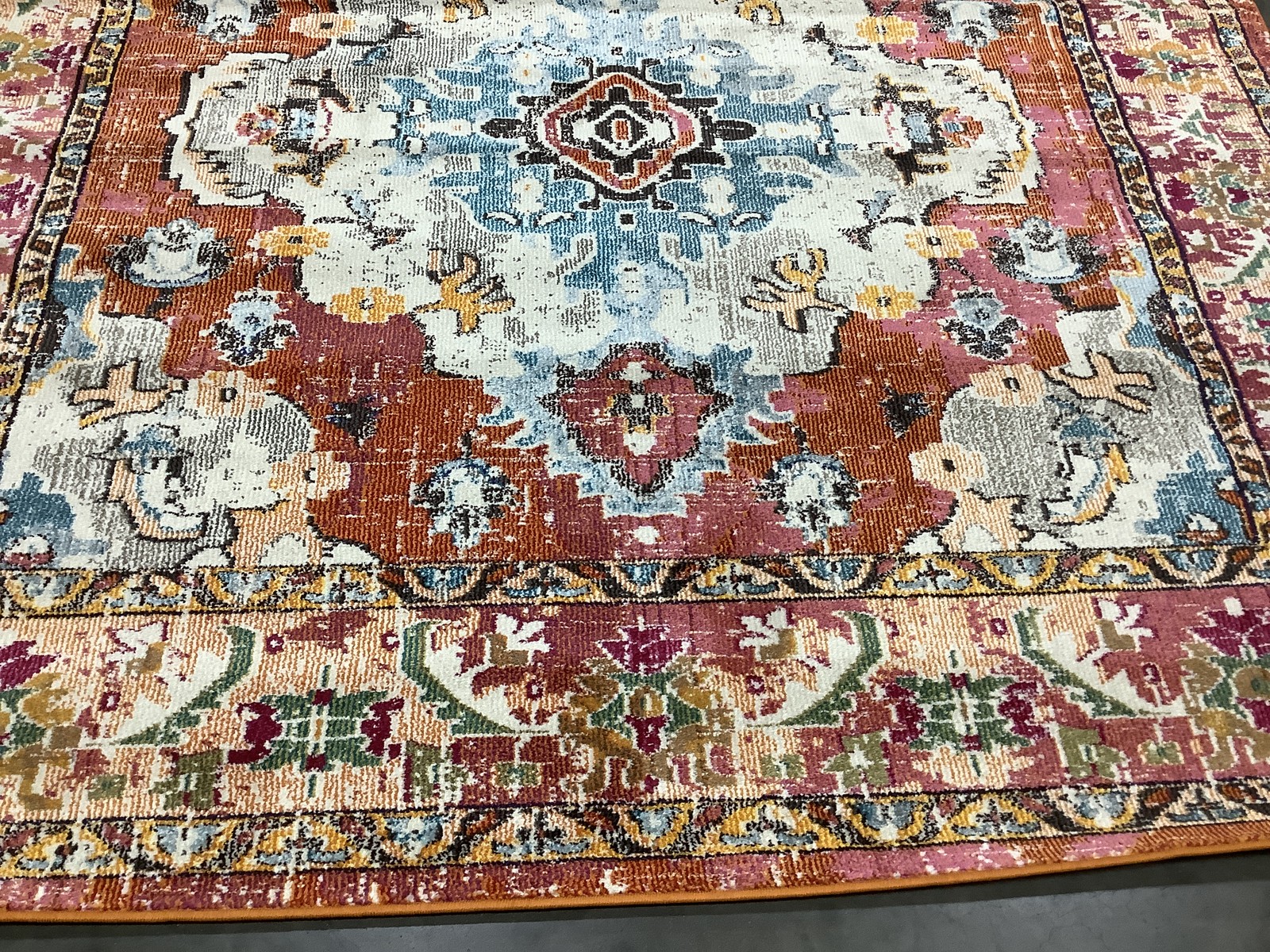ORANGE / LBLUE 8'-0" x 8'-0" Back Stain Rug Reduced Price 1172685920 MNC243H-8SQ gallery