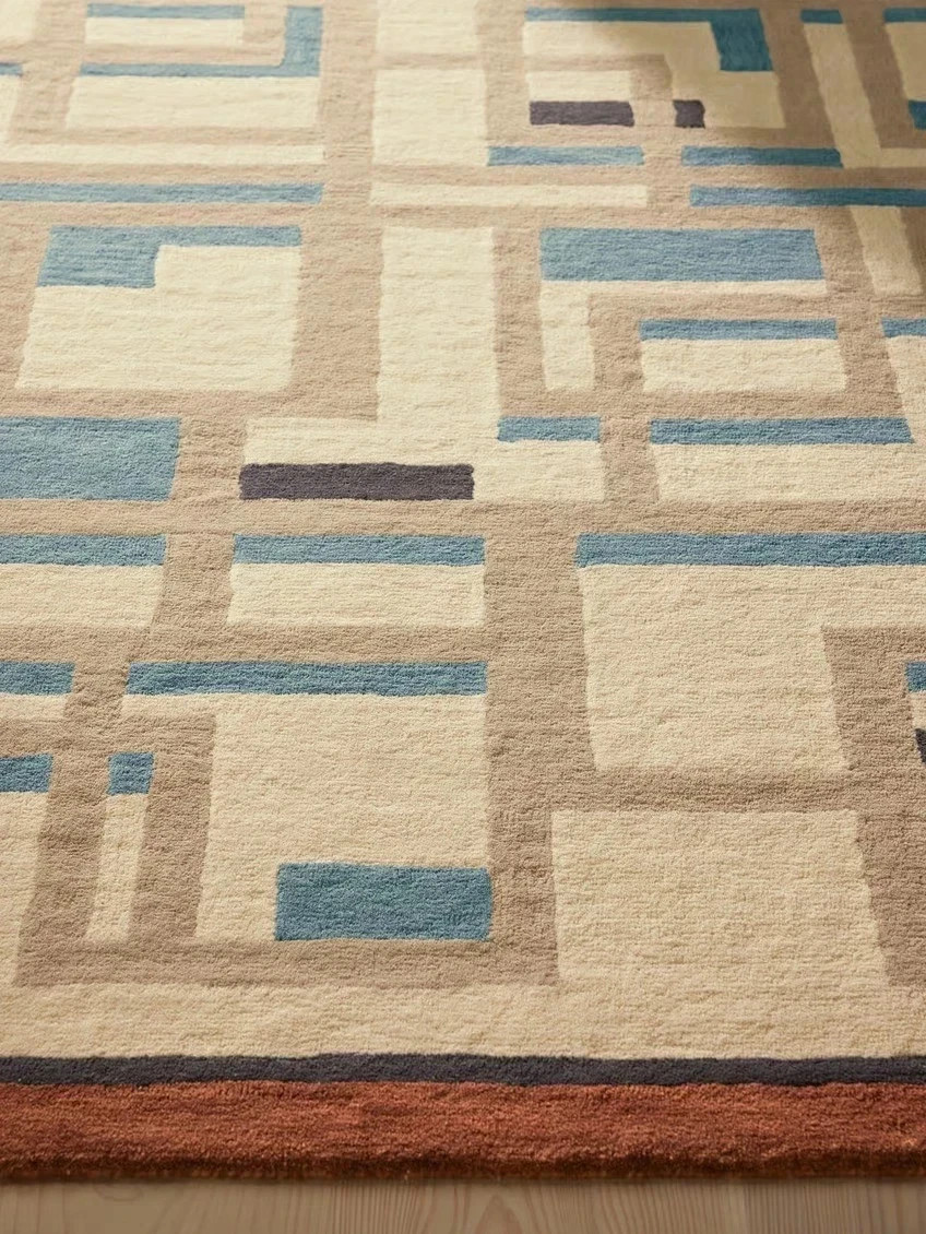 Handmade Wool Area Rug | Modern Geometric Abstract Design Hand Tufted Carpet gallery