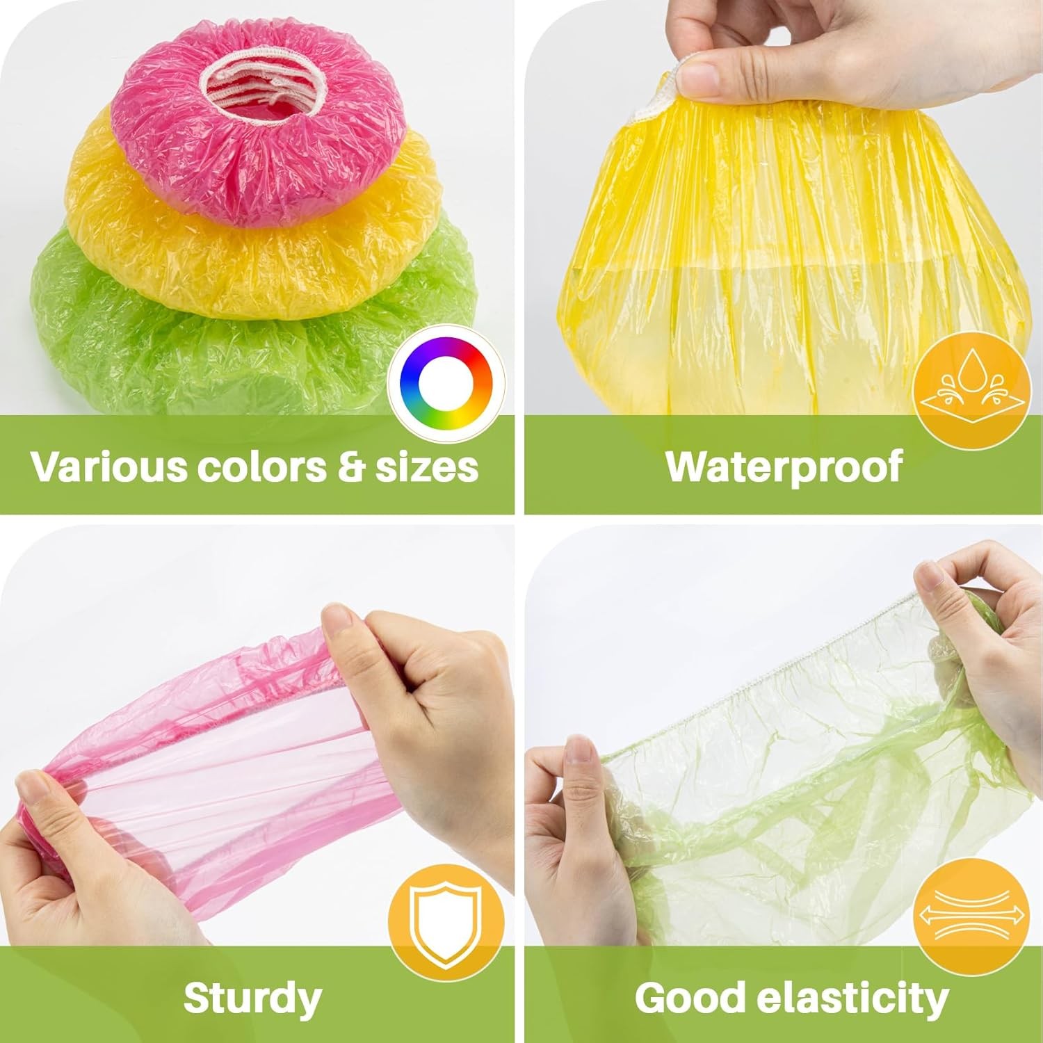 60Pcs Bowl Covers Reusable - Plastic Bowl Cover Elastic Fresh Keeping Bags Wrap gallery
