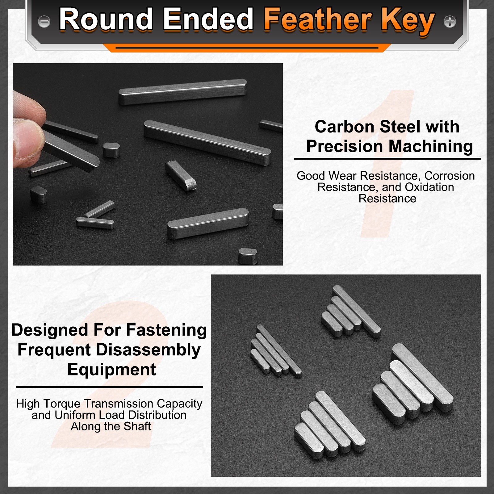 5Pcs Round Ended Feather Key 4x4x20mm Carbon Steel Parallel Drive Shaft Keys gallery