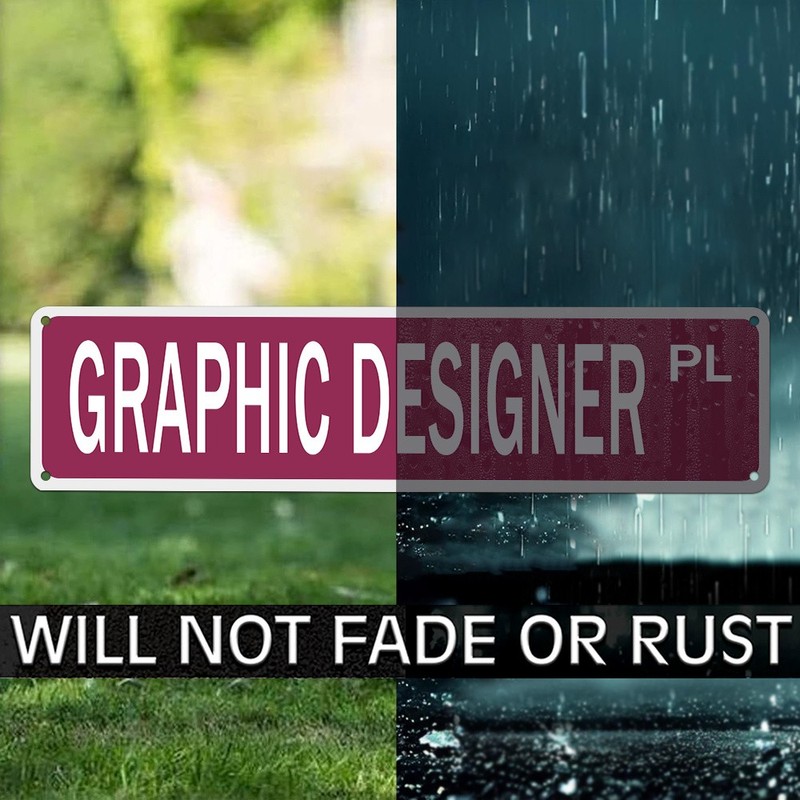 Rustic "GRAPHIC DESIGNER PL" Sign Burgundy Vintage Style Wall Art for Home gallery