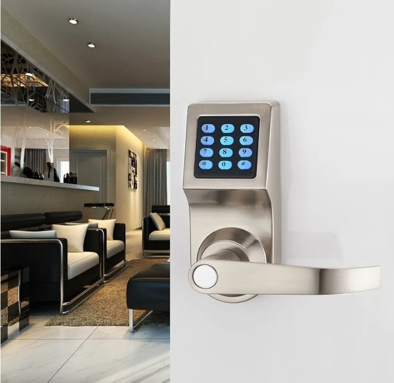 Digital Door Lock,Unlock with Remote Control, M1 Card, Code and Key,Handle... 8 gallery