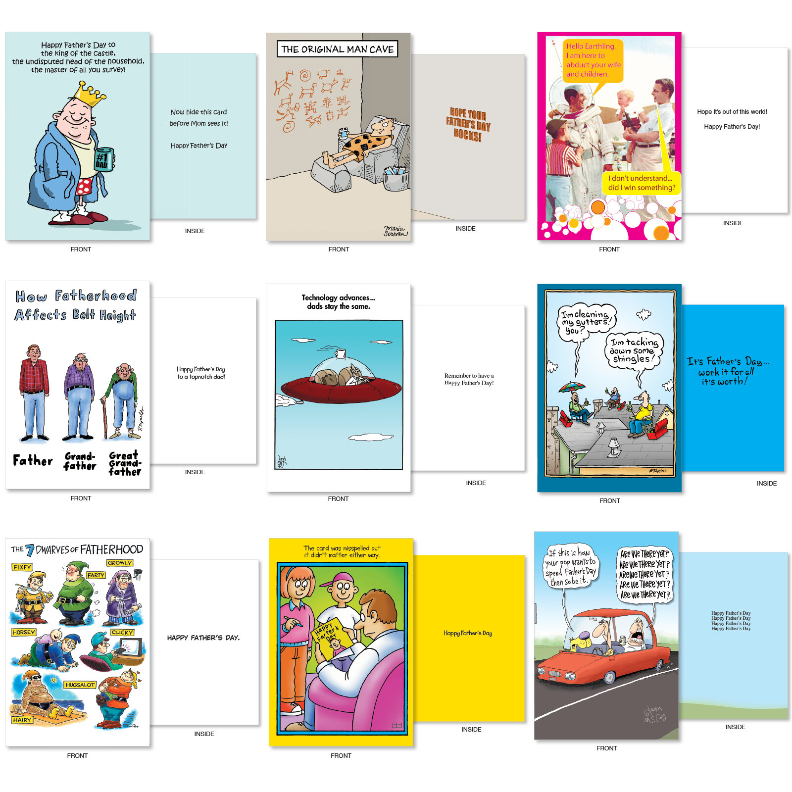36 Asst'd Set Funny Father's Day Greeting Cards w/ 5x7" Env. - Glad Dads gallery