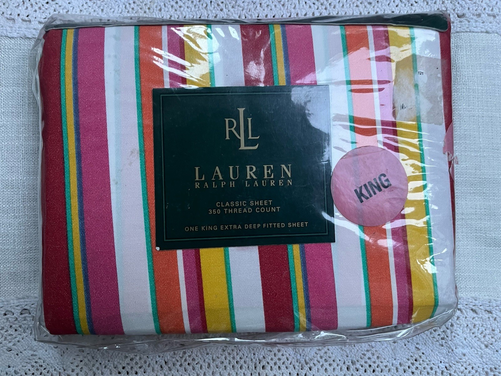 RALPH LAUREN - BEACHSIDE PREPPY STRIPE KING DEEP FITTED SHEET - NEW gallery
