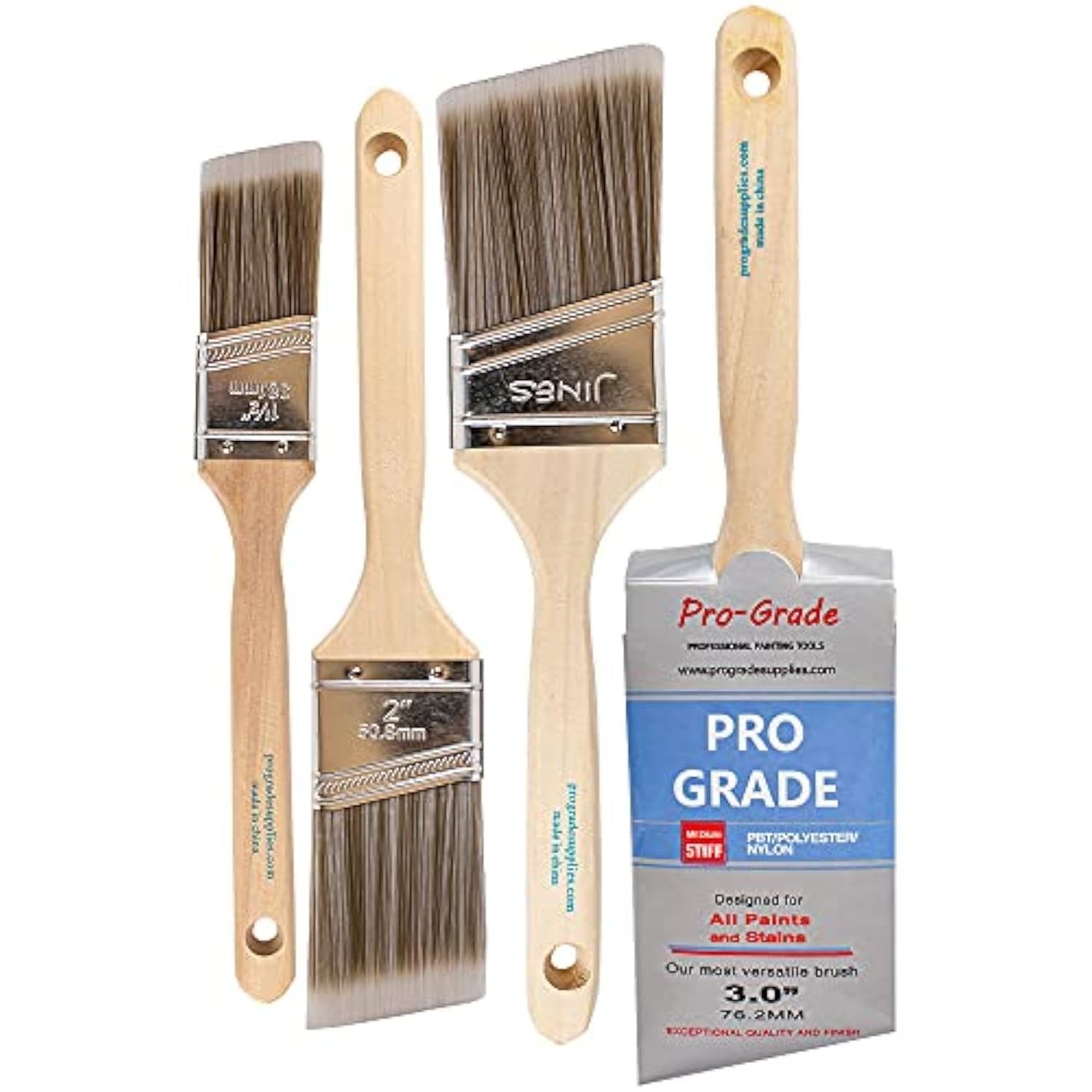 Pro Grade - Paint Brushes - 4 Pack Variety Angle Paint Brushes gallery