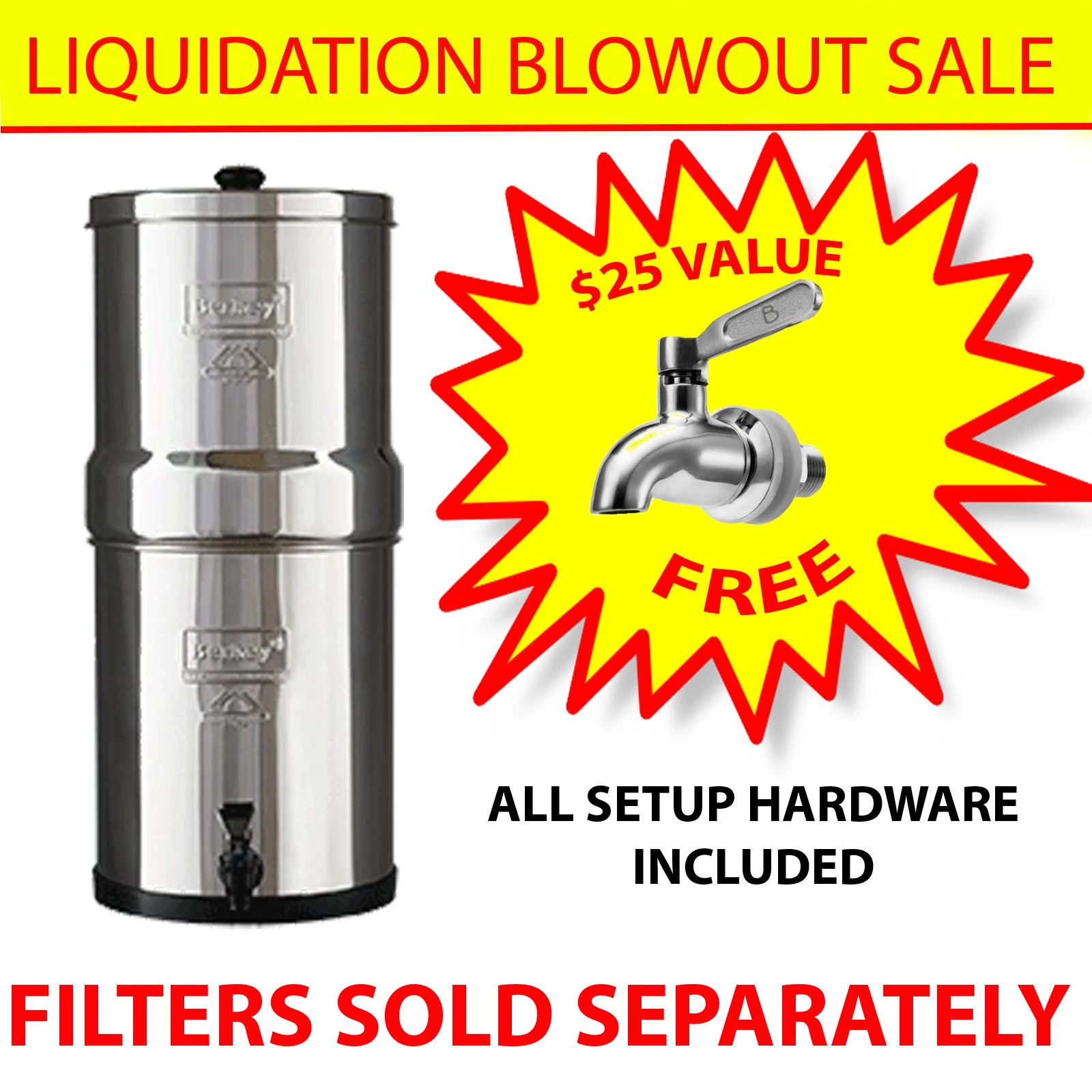 Berkey Water Filter 304 Stainless Steel Replacement Housing with Metal Spigot gallery