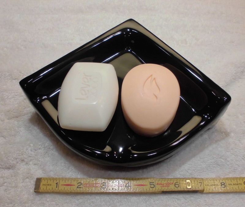 Ceramic *Glossy Black* Reversible Corner Bath-Shower Soap Dish-Shelf-Tray 7" NEW gallery
