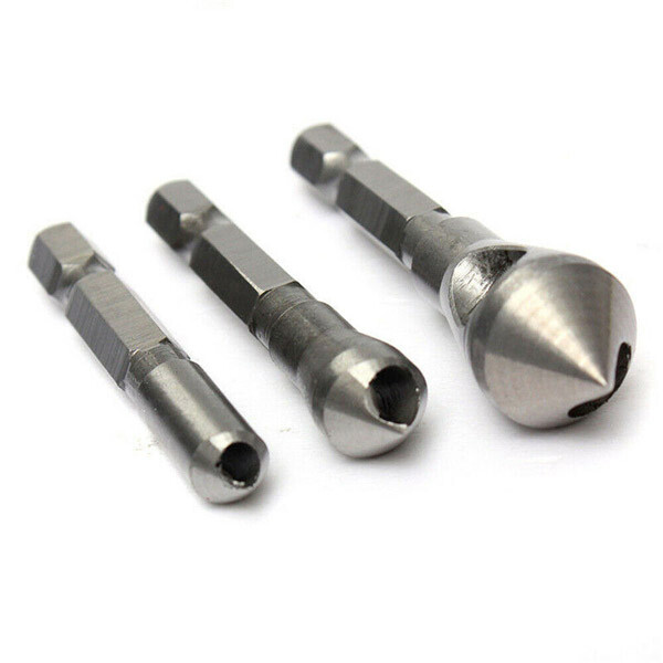3Pcs Chamfer Countersink Deburring Drill Bits Set Kit Cutting Metal Wood Tool gallery