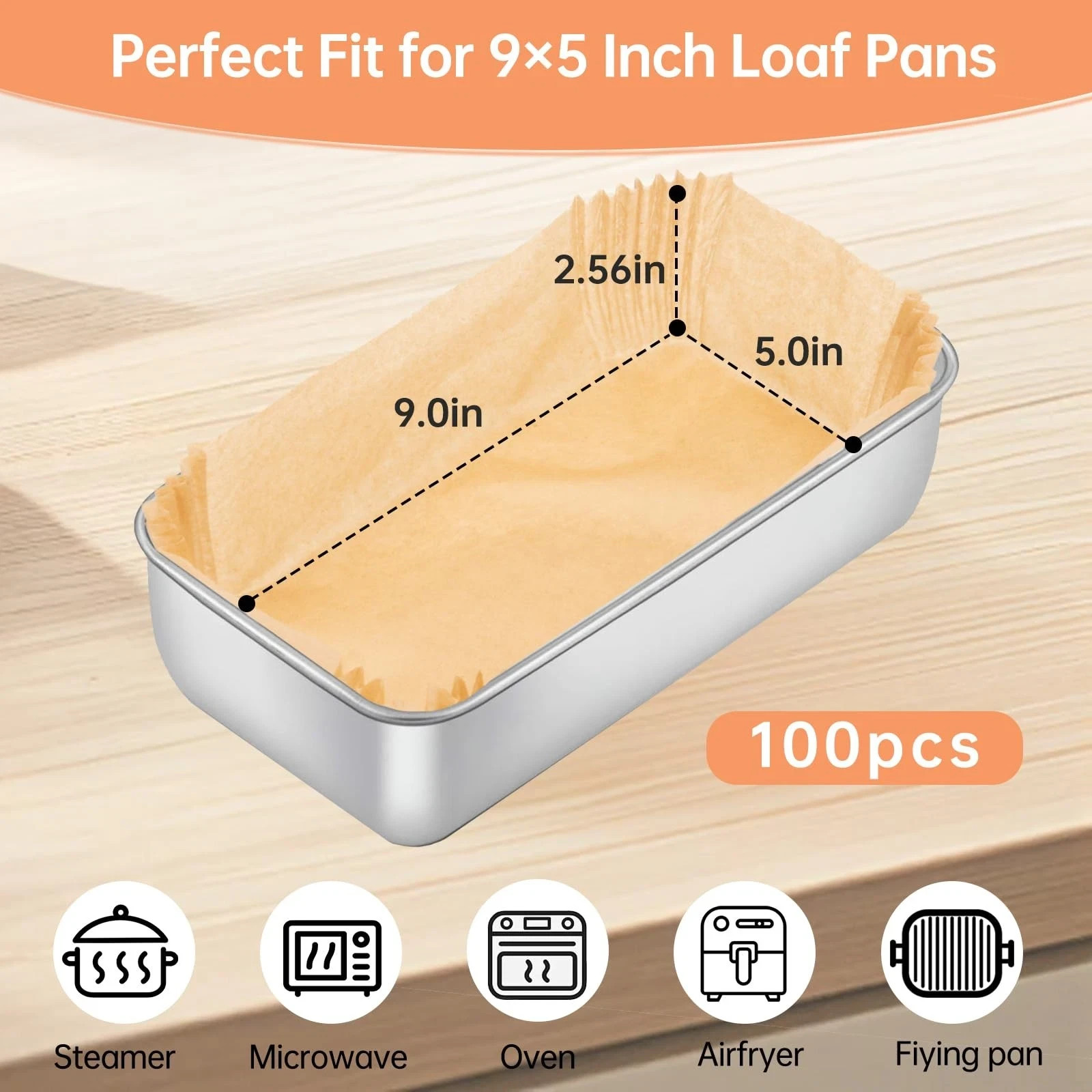 100 Pcs 9x5 Inch Disposable Non Stick Loaf Pan Liners Parchment Papers gallery