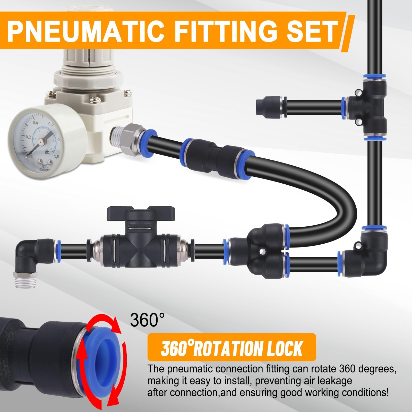 200 PCS Quick Connect Air Hose Fitting Kit, Push to Connect 1/8"-1/2" NPT, 4-12m gallery