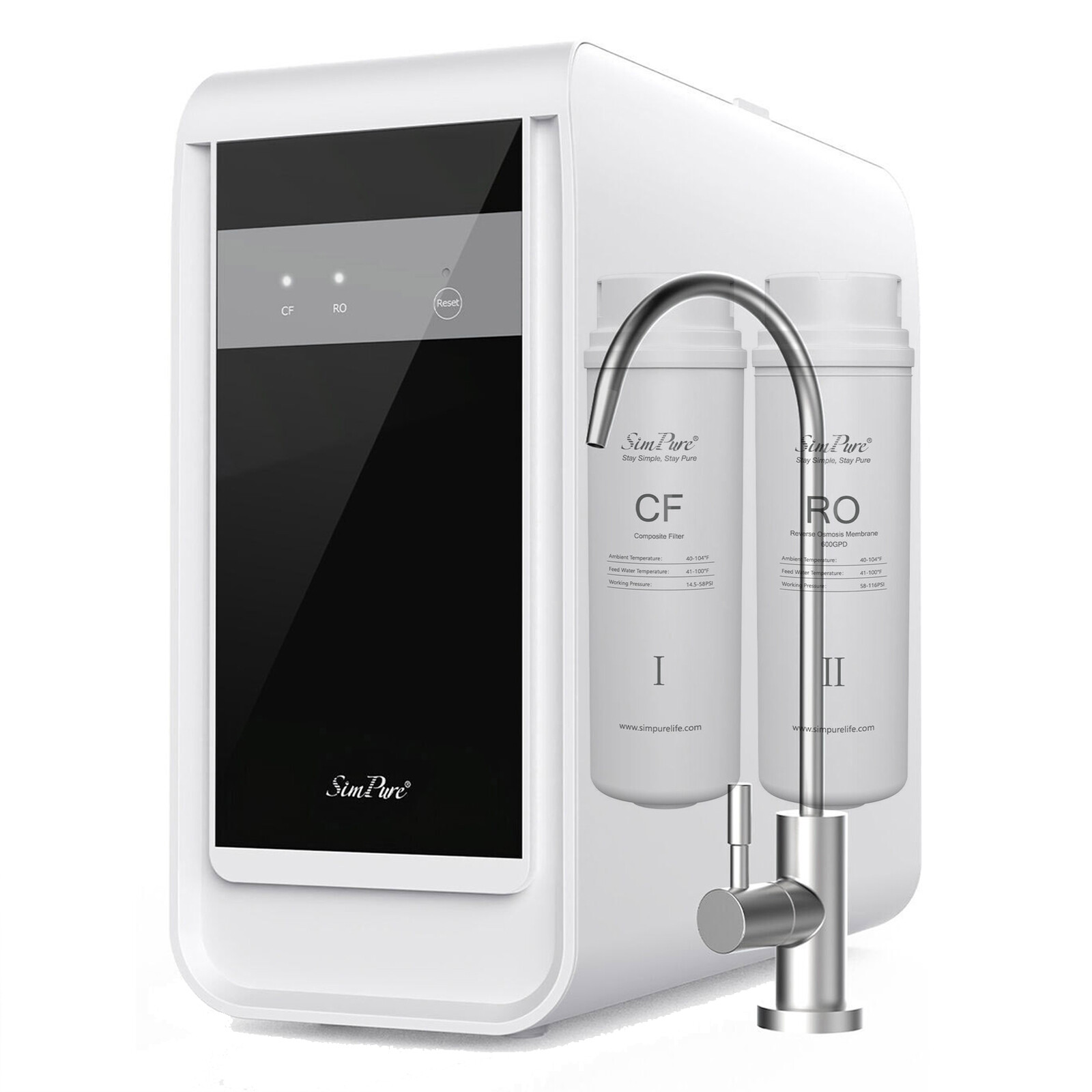 SIMPURE 600GPD 7 Stage RO Reverse Osmosis Tankless Water Filter System Purifier gallery