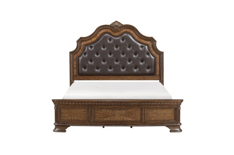 NEW Classic Sleigh 4PC Traditional Queen King Bedroom Set Rich Brown Bed/D/M/N gallery