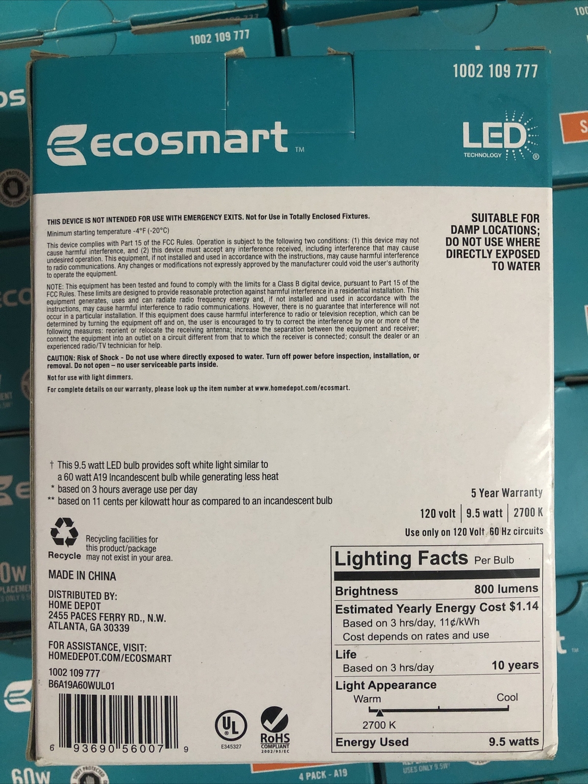 LED 9.5w A19 Bulb Replace equivalent 60w Incandescent / 4-Pack gallery
