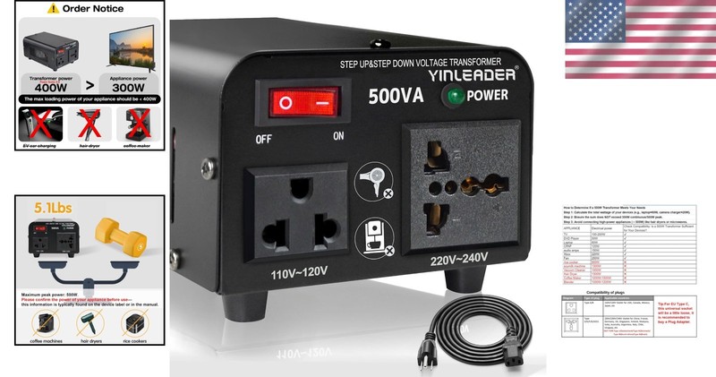 High-Quality 500W Step Up/Down Voltage Transformer Converter** gallery