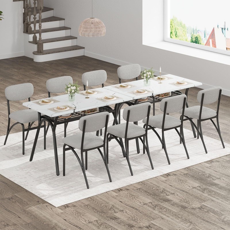 Kitchen Table Set ,5pcs Dining Room Marble Table and 4 Chairs, for Small Space gallery