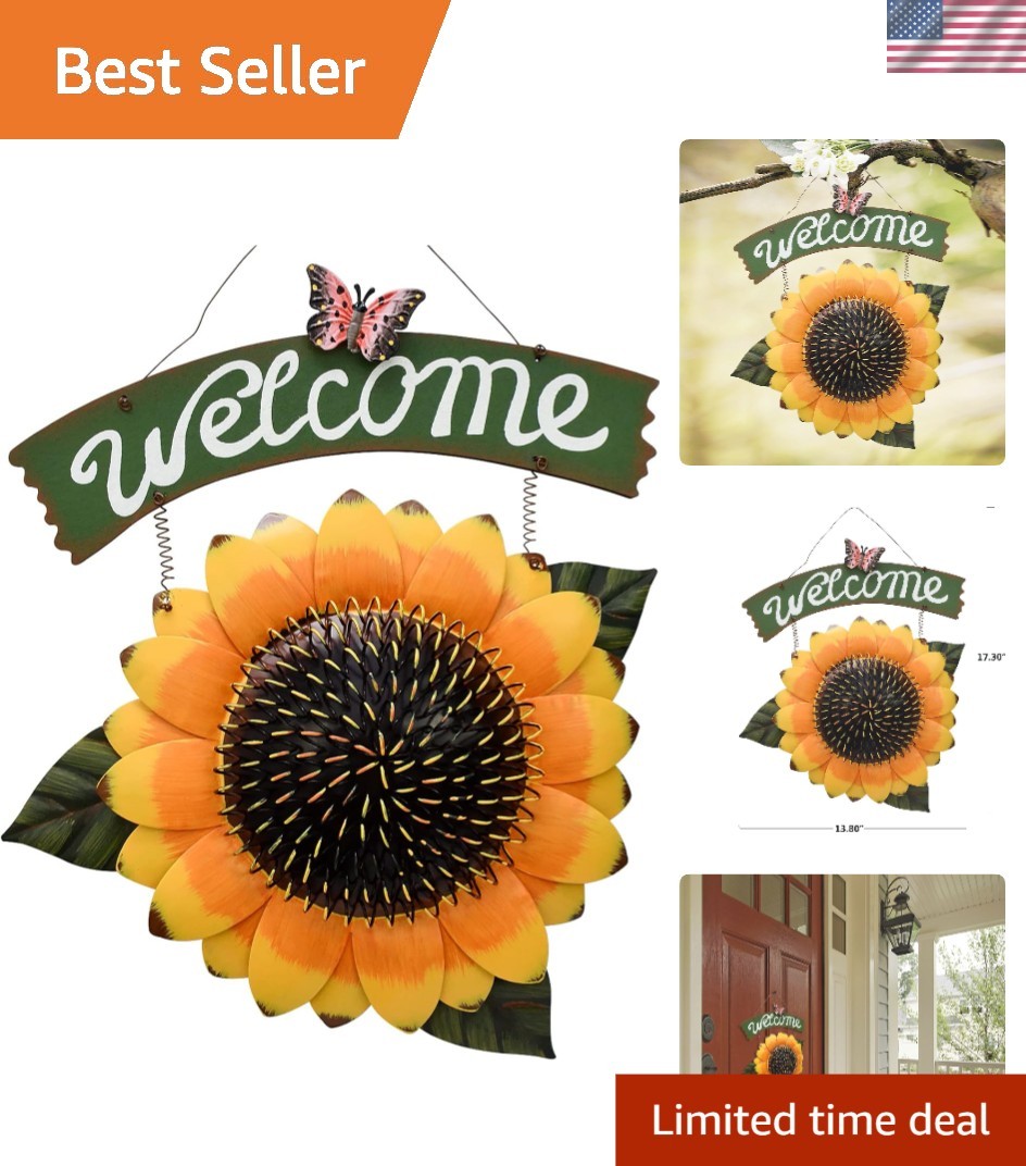 Decorative Sunflower Welcome Sign - Easy to Hang Metal Plaque for Entryways gallery