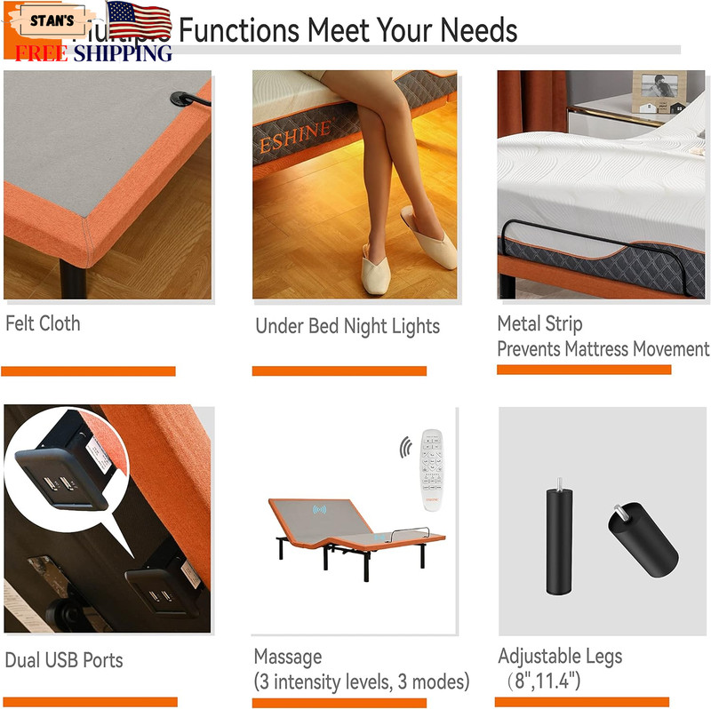 Split King Adjustable Bed Frame with Mattress - 14” Luxury Hybrid Mattress Smart gallery