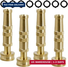 Triumpeek Solid Brass Hose Nozzle, 4 Pack 4″L Heavy Duty Brass Garden Hose Nozzl