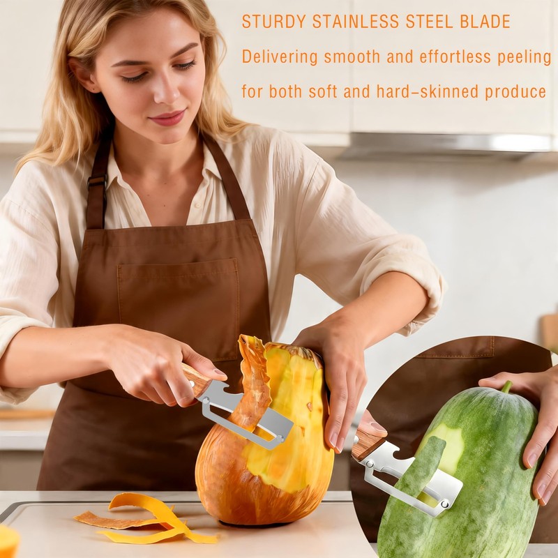Multi-Functional Vegetable Peeler for 10.8*4CM, Natural Wood Color + Silver gallery