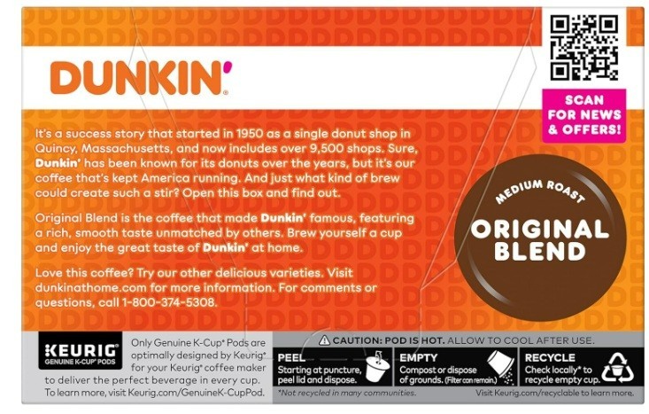 Dunkin’ Original Blend Medium Roast Coffee K-Cup Pods 10ct gallery