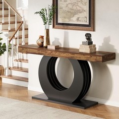 Wooden Console Sofa Table, 63-Inch Rustic Industrial Farmhouse Entryway Table