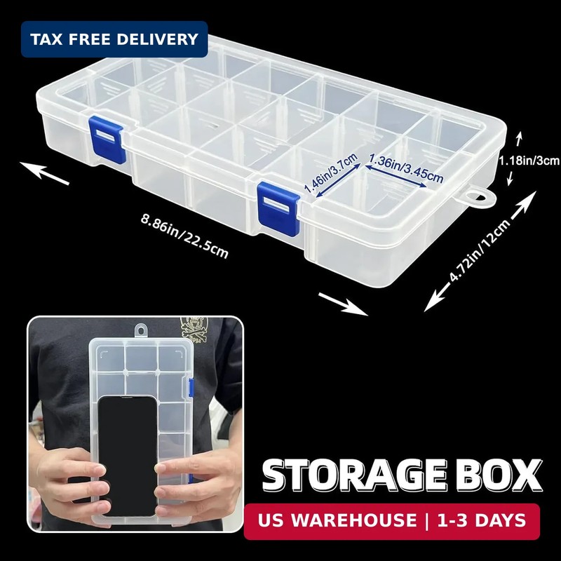 DUOFIRE Plastic Organizer Container Storage Box Adjustable Divider Removable Gri gallery