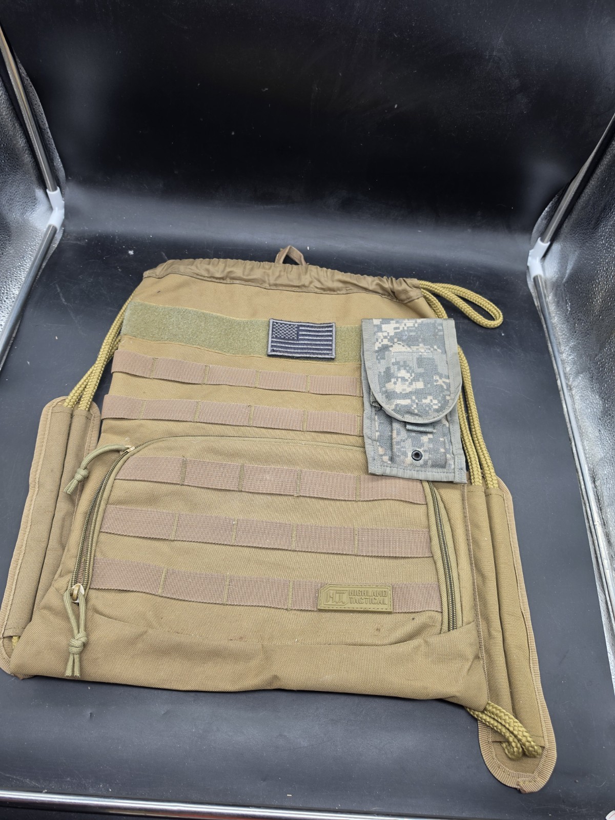 Highland Tactical Back Pack Bag with Drawstring Mesh Shoulder Straps